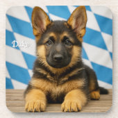 Majestic German Shepherd Personalized Coaster Set コースター (正面)