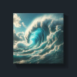 Majestic Giant Blue Wave - Dramatic Ocean Power  キャンバスプリント<br><div class="desc">A stunning and dynamic digital artwork capturing the raw power of a massive, curling ocean wave. The deep turquoise water and white sea foam are set against a dramatic sky with sun-drenched clouds, creating a sense of awe and natural grandeur. Ideal for large-scale wall art in modern living rooms, surf-themed...</div>