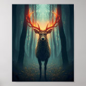 Majestic Glowing Deer Wall Art – Mystical ポスター (正面)