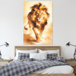 Majestic Golden Lion Abstract Painting Luxury Art キャンバスプリント