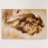 Majestic Golden Lion Abstract Painting Luxury Art ジグソーパズル (横)