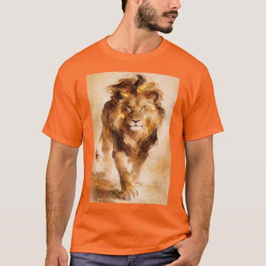 Majestic Golden Lion Abstract Painting Luxury Art Tシャツ (正面)