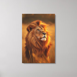 Majestic Golden Lion at Sunset – Canvas Wall Art キャンバスプリント