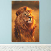 Majestic Golden Lion at Sunset – Canvas Wall Art キャンバスプリント (インサイチュ (ウッドフロア))