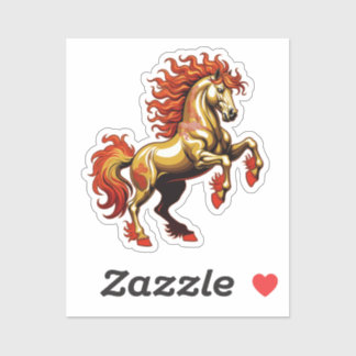 Majestic Golden Rearing Horse Sticker シール