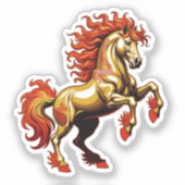 Majestic Golden Rearing Horse Sticker シール (正面)