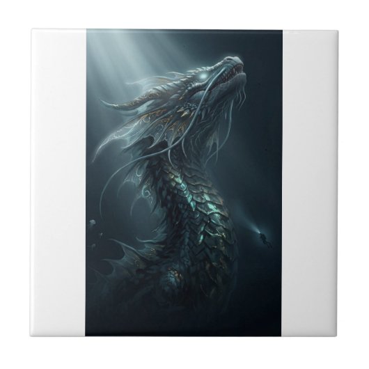 Majestic Golden Scale Sea Dragon - Deep Ocean Guar タイル (正面)