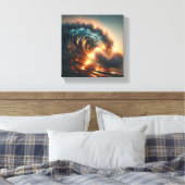 Majestic Golden Sunset Wave - Dramatic Ocean Power キャンバスプリント (インサイチュ (寝室))