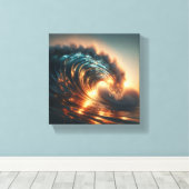 Majestic Golden Sunset Wave - Dramatic Ocean Power キャンバスプリント (インサイチュ (ウッドフロア))