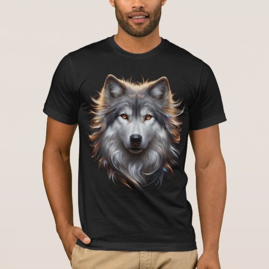 Majestic Gray Wolf with Copper Eyes  Tシャツ (正面)