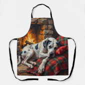 Majestic Great Dane Asleep by Fireplace Cozy エプロン (正面)
