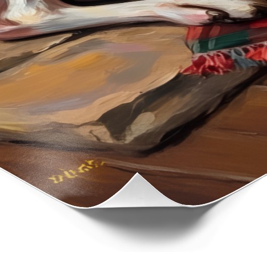 Majestic Great Dane Asleep by Fireplace Cozy ポスター (コーナー)