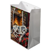 Majestic Great Dane Asleep by Fireplace Cozy ミディアムペーパーバッグ (裏面アングル)