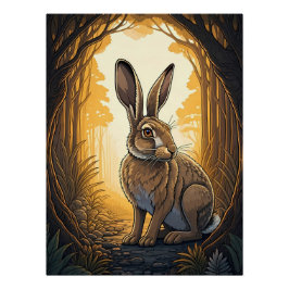 Majestic Hare in Enchanted Forest ポスター