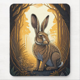 Majestic Hare in Enchanted Forest マウスパッド