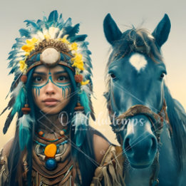  Majestic Horse And Young Native Woman 薄葉紙