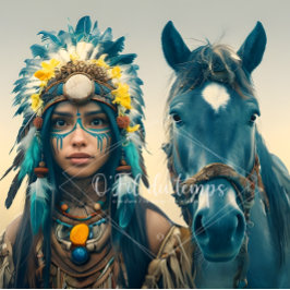  Majestic Horse And Young Native Woman 薄葉紙