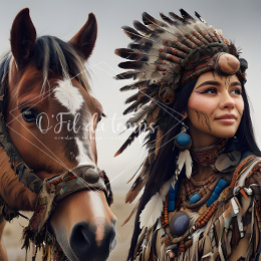  Majestic Horse And Young Native Woman 薄葉紙