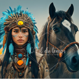  Majestic Horse And Young Native Woman 薄葉紙