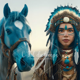  Majestic Horse And Young Native Woman 薄葉紙