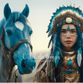  Majestic Horse And Young Native Woman 薄葉紙
