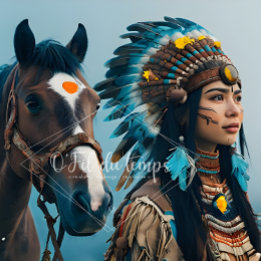  Majestic Horse And Young Native Woman 薄葉紙