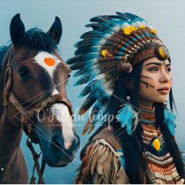  Majestic Horse And Young Native Woman 薄葉紙