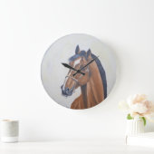 Majestic Horse Portrait T-Shirt ラージ壁時計 (ホーム)