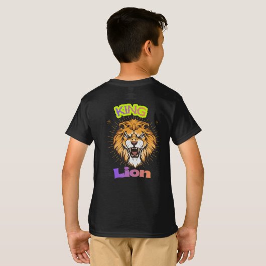 Majestic King Lion Crowned Portrait Design Tシャツ (裏面フル)