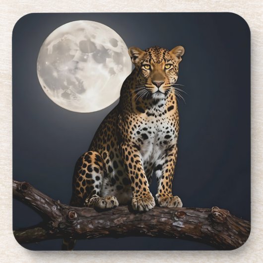 Majestic Leopard and Full Moon   コースター (正面)