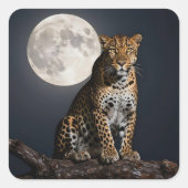 Majestic Leopard and Full Moon   スクエアシール (正面)