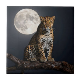 Majestic Leopard and Full Moon   タイル