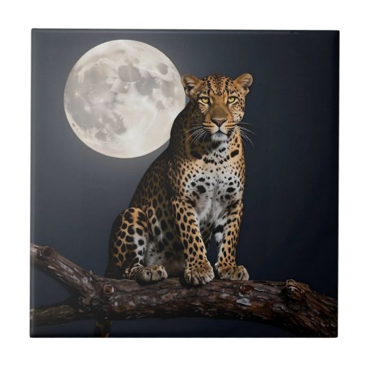 Majestic Leopard and Full Moon   タイル (正面)