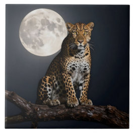 Majestic Leopard and Full Moon   タイル