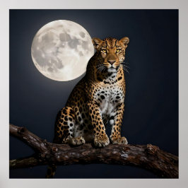 Majestic Leopard and Full Moon   ポスター