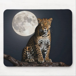 Majestic Leopard and Full Moon   マウスパッド