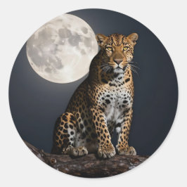 Majestic Leopard and Full Moon   ラウンドシール