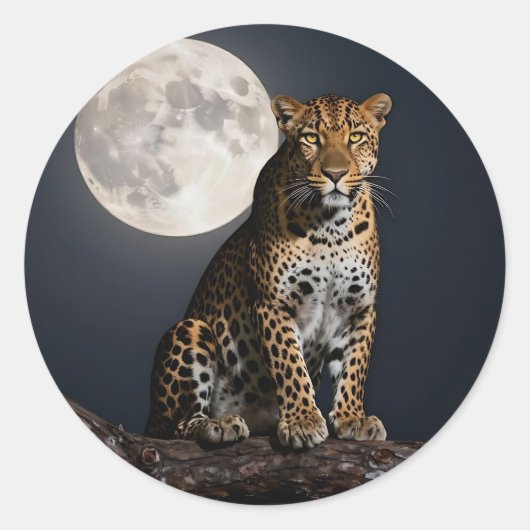 Majestic Leopard and Full Moon   ラウンドシール (正面)