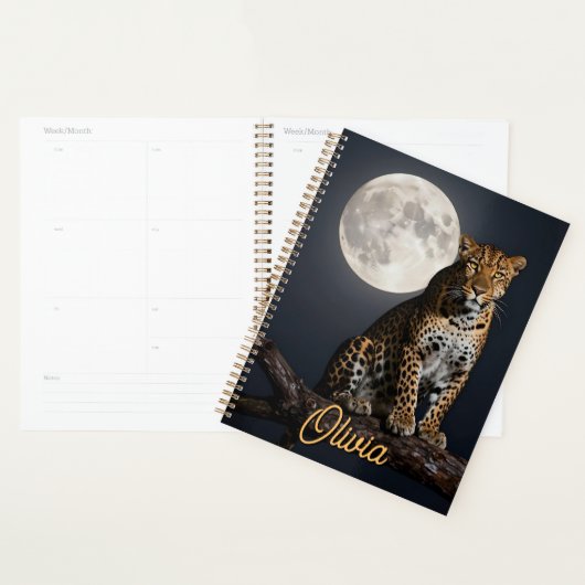 Majestic Leopard and Full Moon Personalized プランナー手帳 (ディスプレー)
