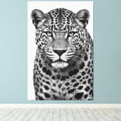 Majestic Leopard Black & White Canvas Print キャンバスプリント (インサイチュ (ウッドフロア))