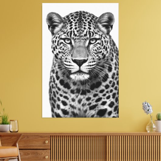 Majestic Leopard Black & White Canvas Print キャンバスプリント (インサイチュ (リビング))