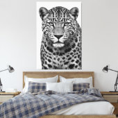 Majestic Leopard Black & White Canvas Print キャンバスプリント (インサイチュ (寝室))