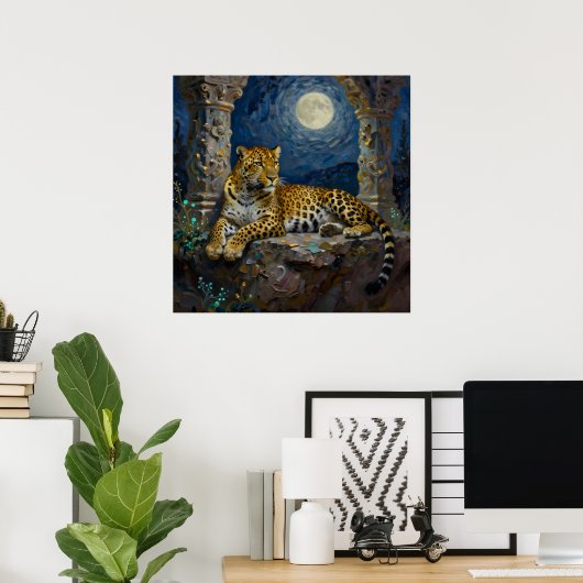 Majestic Leopard on Cliff Ledge ポスター (ホームオフィス)