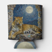 Majestic Leopard on Cliff Ledge 缶クーラー (裏面)