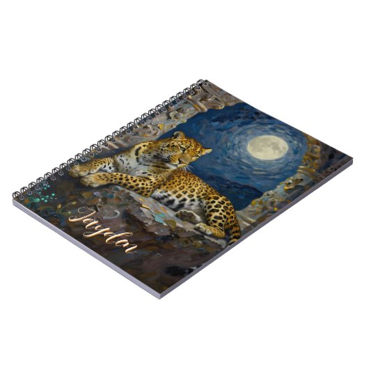 Majestic Leopard on Cliff Ledge Personalized ノートブック (左側)