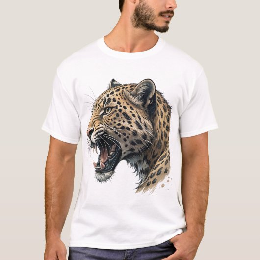 Majestic Leopard Portrait Men's Graphic T-Shirt Tシャツ (正面)