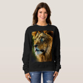 Majestic Lion Drawing T-Shirt | Hand-Drawn Wild An スウェットシャツ (正面フル)