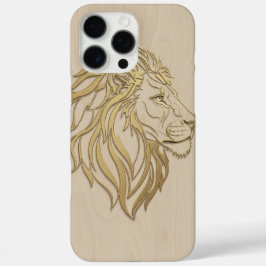 Majestic Lion Face on Beige Wood – Bold & Elegant  iPhone 16 Pro Maxケース