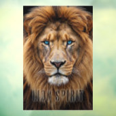 Majestic Lion Face with Blue Eyes | Wildlife Anima ウィンドウサイン (シート3)