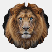 Majestic Lion Face with Blue Eyes | Wildlife Anima オーナメントカード (裏面)